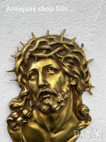 Бронзов барелеф на Исус Христос. №5552, снимка 2 - Антикварни и старинни предмети - 46387780