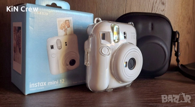 Fujifilm Instax Mini 12 camera (Clay white) + plastic shell, EVA case, снимка 6 - Фотоапарати - 53858348