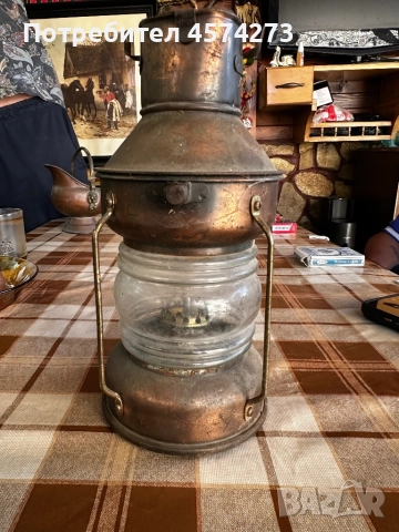 Стар корабен меден фенер , снимка 2 - Антикварни и старинни предмети - 51473886