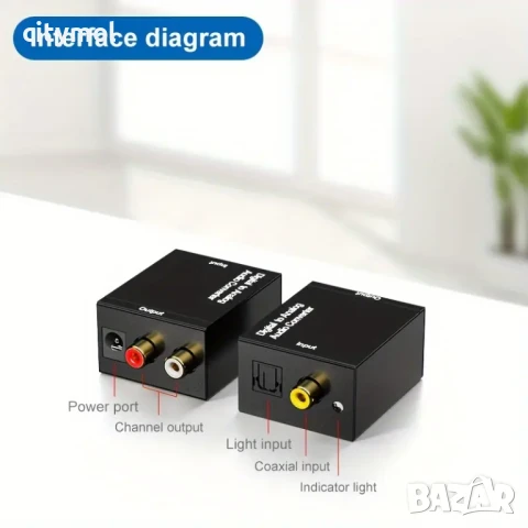 Преобразувател от коаксиал/Toslink цифров към RCA L/R аналогов аудио сигнал,USB захранване, снимка 6 - Други - 50793425