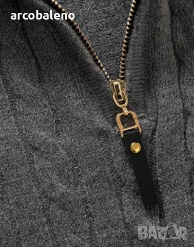 Мъжки моден трикотажен пуловер с дълги ръкави и цип, 4цвята, снимка 5 - Пуловери - 42708061