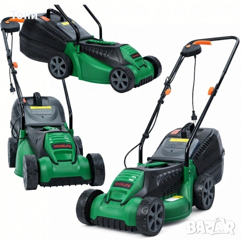 Електрическа косачка за трева 1600W – Лека и мощна, 32 см ширина, 30L кош, 3 нива на косене, снимка 9 - Градинска техника - 53941888