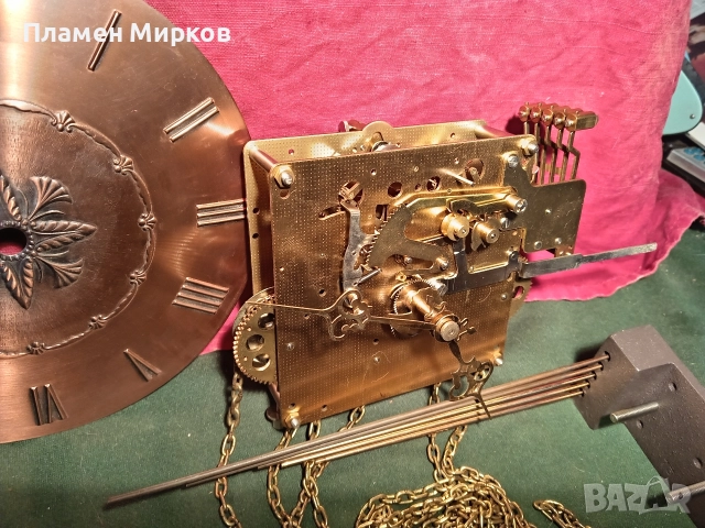 Механизъм от германски стенен уестминстърски часовник, снимка 2 - Антикварни и старинни предмети - 52591929