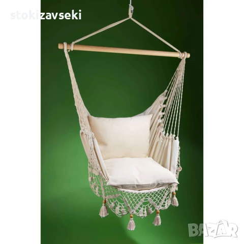Хамак – люлка с 2 бр. възглавници, бежов цвят, снимка 1