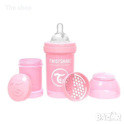 Шише за бебета против колики Twistshake 260 мл. розово (004), снимка 1 - Прибори, съдове, шишета и биберони - 46085441