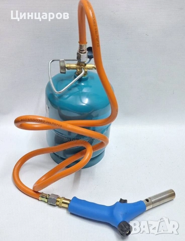 Горелка с бутилка газ пропан-бутан 1кг., маркуч дължина 1.5м.Произход Германия 