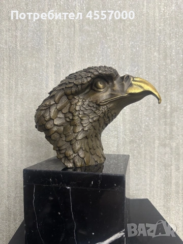 Луксозна бронзова скулптура на Орел върху черен мрамор – 27 см