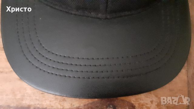 шапка бейзболна с козирка, Inperion Division Premium Styles, черна, плътен плат, кожена козирка, снимка 4 - Шапки - 46381753