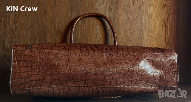 Дамска чанта MNG Mango - кожена чанта с кафяв цвят, снимка 10 - Чанти - 53858412