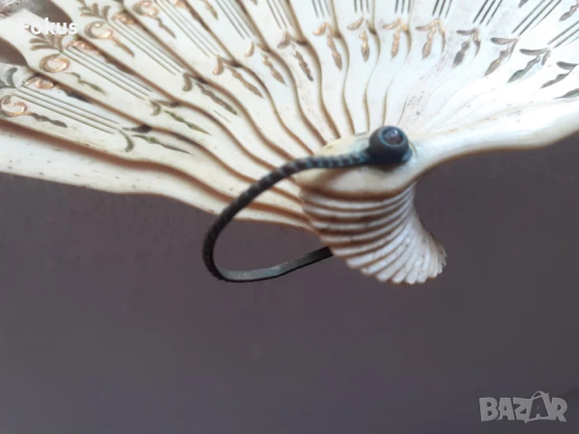 Антикварно дамско ветрило от кост и коприна 19 век, снимка 5 - Антикварни и старинни предмети - 51132115