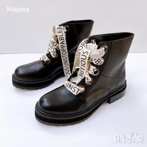 Кожени боти / кубинки ZARA, снимка 4 - Дамски боти - 47122050