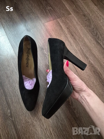 нови винтидж обувки Yves Saint Laurent – естествен велур, оригинални 