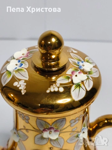 Сервиз за кафе от чехословашки червен кристал, снимка 9 - Сервизи - 53579070