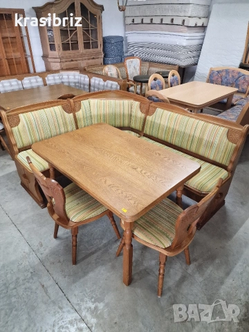 К-т Масивен Кухненски Ъгъл с Разтегателна Трапезна Маса с 2 броя Стола-внос от Германия!