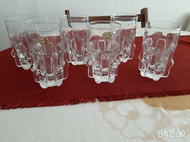 Комплект 6 броя оригинални стъклени чаши BOHEMIA Glass, снимка 2 - Сервизи - 46566108