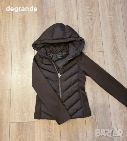 Дамско късо яке в Кафяво Черно и Бяло, снимка 2 - Якета - 53040201