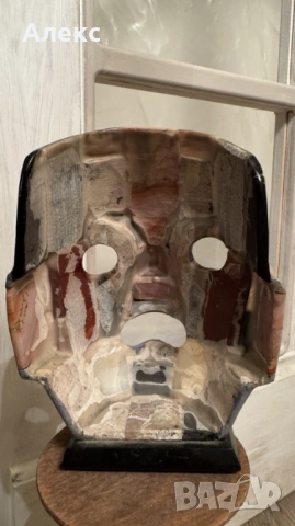 Винтиж маска на маите, ръчно изработена от полускъпоценни камъни., снимка 7 - Антикварни и старинни предмети - 53225663