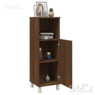 vidaXL Шкаф за баня, кафяв дъб, 30x30x95 см, инженерно дърво(SKU:815608, снимка 4 - Шкафове - 48085029