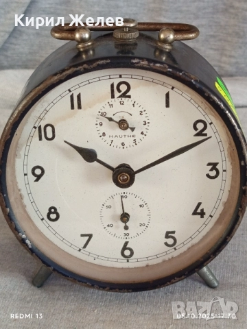 Стар механичен будилник MAUTHE рядък перфектно състояние за КОЛЕКЦИОНЕРИ 49195, снимка 4 - Антикварни и старинни предмети - 51953232