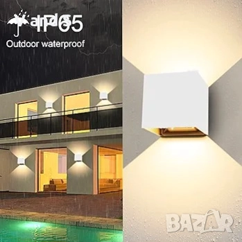 4 броя LEDMO 12W Външна стенна лампа, 3000K Водоустойчива LED стена аплик , снимка 2 - Лед осветление - 51594963