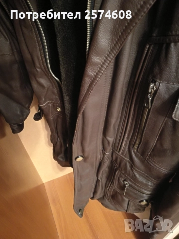 Мъжко кожено палто, 57 см м/у раменете, снимка 4 - Палта - 51749351