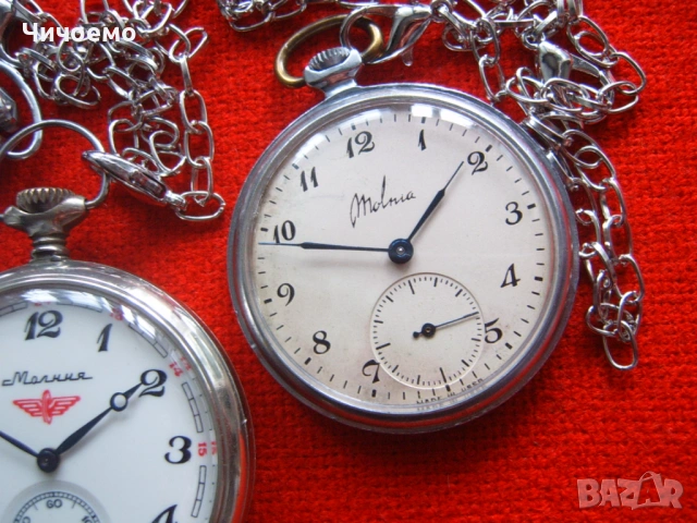 Стари оригинални механични джобни часовници Молния СССР, снимка 6 - Антикварни и старинни предмети - 52248666