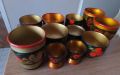Лот от 12 руски дървени чаши Хохлома и 18 руски лъжици Хохлома, снимка 9