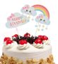 Дъга облак облаци Happy Birthday сет картонени топери украса за торта декор парти рожден ден