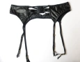 L луксозен черен колан с жартиери с кожа и дантела, снимка 3