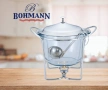 Съд 4 литра за пунш и супа/Съд за затопляне Bohmann, 4л., за супа, Стоманен капак, Стъкло, Инокс, снимка 1