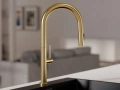 Златен смесител за кухня с изтегляща глава, 2 режима на струя - 9020, снимка 8