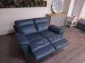 Синьо - зелен кожен диван двойка с ел релакс механизъм La-z-boy, снимка 8