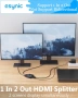 eSynic 4K/30HZ HDMI сплитер 2-посочен HDMI сплитер 1 вход 2 изхода HDMI сплитери HDMI 1.4 , снимка 4