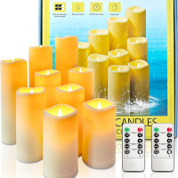 candlesee 9 LED безпламъчни свещи, водоустойчиви мигащи свещи, захранвани от батерии, за декорация, снимка 1 - Декорация за дома - 44976942