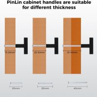 PinLin 5 опаковки Дръжки за врати на шкафове Неръждаема стомана Ширина 10 mm Черен квадрат, снимка 5 - Други стоки за дома - 45436520