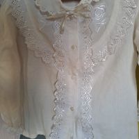 Детска бяла блуза риза с копчета и дантели, снимка 3 - Детски Блузи и туники - 45904982