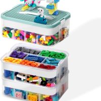 DoubleCare прозрачна кутия за съхранение на детски играчки, с капаци, 3 нива, 42 отделения, снимка 1 - Други - 45484386