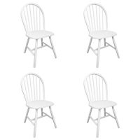 vidaXL Трапезни столове, 4 бр, бели, масивна каучукова дървесина(SKU:247357, снимка 1 - Столове - 45332002