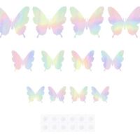 3D 12 бр pvc огледални Холограмни самозалепващи пеперуди декорация за стена мебел торта, снимка 2 - Други - 45712432