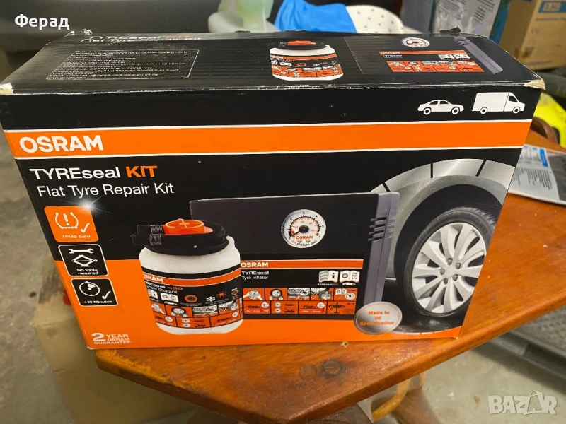 КОМПЛЕКТ ЛЕПИЛО ЗА ГУМИ И КОМПРЕСОР OTSK4 KIT TYRESEAL OSRAM, снимка 1