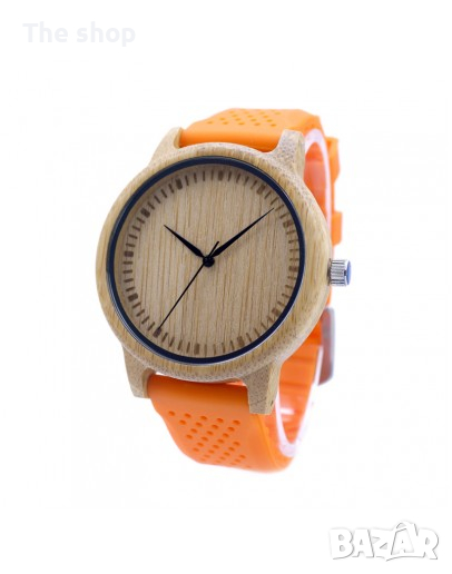 Дървен часовник със силиконова каишка - Montesilvano - 3 цвята (005), снимка 1
