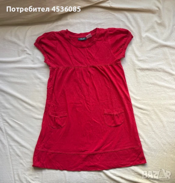 La Redoute creation-Червена детска рокля с къс ръкав и два джоба от пред, снимка 1