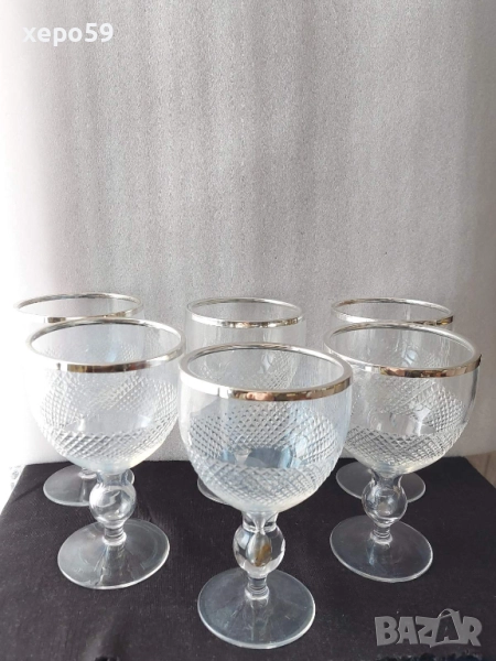 Стари кристални чаши със сребърен обков/ за десерти,сладолед и др.вместимост 500 мл.сребро 925, снимка 1