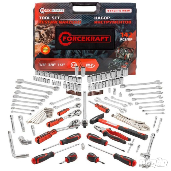 Гедоре 142 части 1/4“3/8“1/2“ FORCEKRAFT FK-41421-5 new, снимка 1