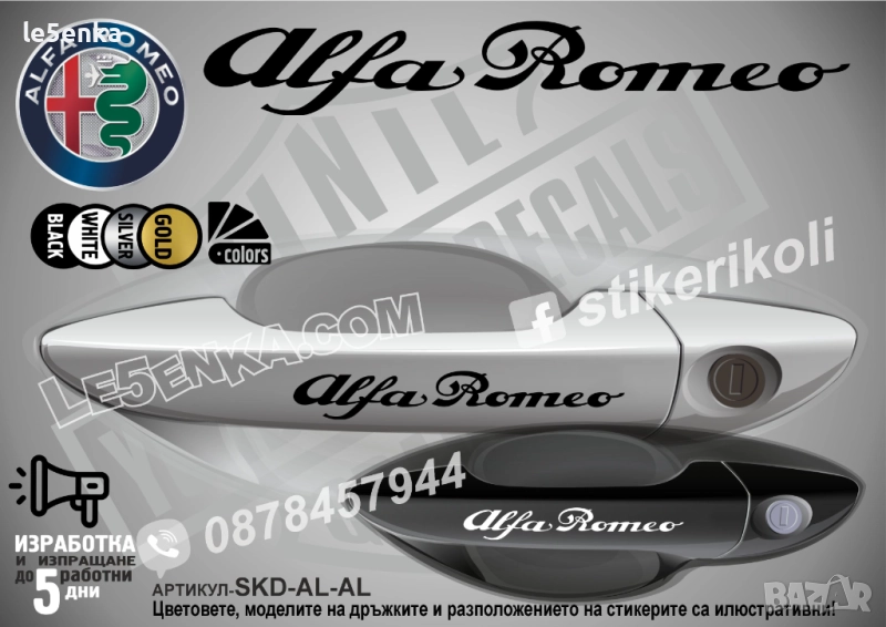 Alfa Romeo стикери за дръжки SKD-AL-01, снимка 1