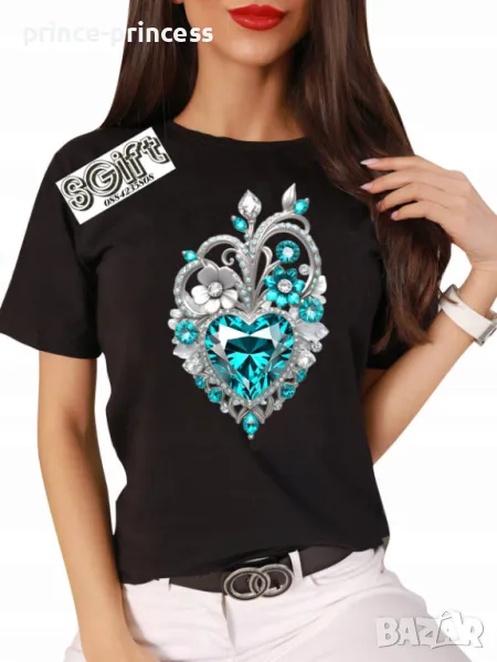 НА ЕДРО Дамска тениска Синьо сърце, снимка 1