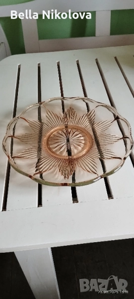 Стъклено плато, фруктиера -29 см., снимка 1