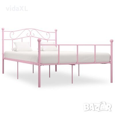vidaXL Рамка за легло, розова, метал, 140x200 см(SKU:284540, снимка 1