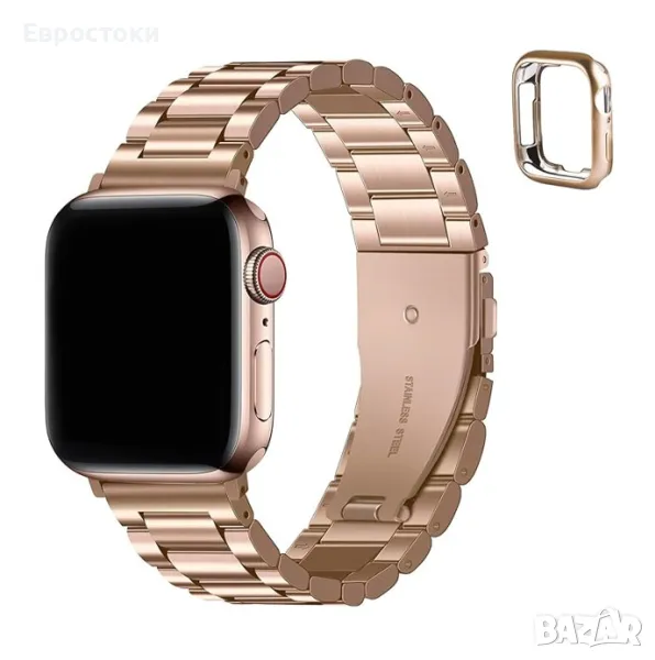 Fullmosa каишка за Apple Watch 42 mm/44 mm/45 mm + калъф за Apple Watch, неръждаема стомана, снимка 1