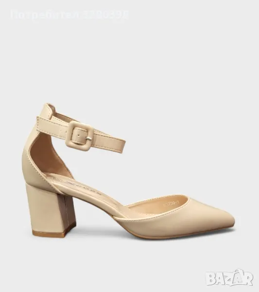 Дамски обувки на средно висок ток със затворени пръсти и пета C5730-3 Beige, снимка 1